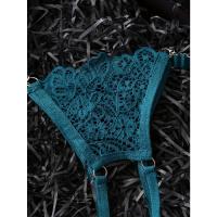 Conjunto de lencería de encaje floral erótico, sujetador abierto transparente y tanga con cadena, lencería sexy y ropa interior - details 3