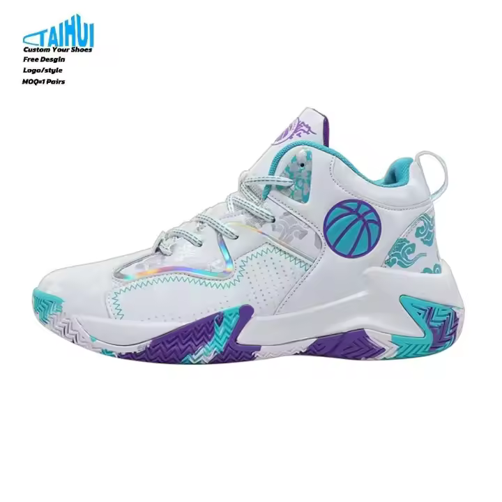 Zapatos de baloncesto de cuero transpirables grandes para deportes al aire libre para hombres profesionales de marca - 1
