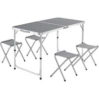 Casaria Aluminio Plegable XXL 4 taburetes Plegables función Maleta Camping Transporte fácil Gris/Blanco jardín - details 0