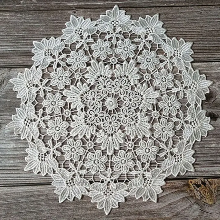 Posavasos de encaje hueco de ganchillo para mesa de café, tapete de taza redondo delicado, mantel Vintage, Decoración de mesa - 1