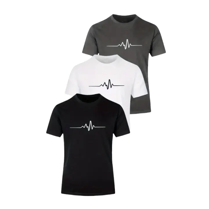 3 camisetas 100% algodón: camisetas de verano suaves y transpirables con estampado gráfico de rayo y letras, corte holgado, informal, manga corta, cuello redondo para hombres y mujeres, uso en el hogar y al aire libre, uso cómodo en el hogar |   Camisetas - 1