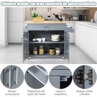 Carrito de Cocina Carro de Servicio Comedor con Ruedas,Toallero,Cajón, Puerta y Estantes Gabinete Mueble de Cocina (blanco) - details 16