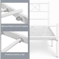 Cama Doble 140 x 200 cm con Espacio Almacenamiento Bajo Marco Metal Altura del Suelo 32 cm Blanco - details 13