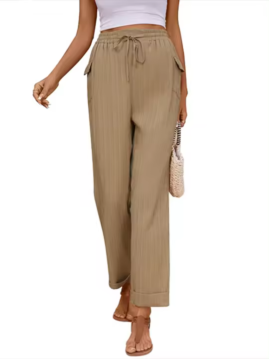 Pantalones cortos holgados de cintura elástica para mujer, primavera/otoño 2025, estilo femenino, cómodos y a la moda. - 1