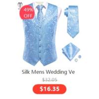 Chaleco de seda sólida para hombre, corbata de color champán, rosa, azul, verde, morado y rojo, gemelos de pañuelo, clips formales para boda y negocios - details 3