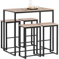 Conjunto Mesa Alta de Bar y 4 Taburetes Muebles Bar Comedor - details 0