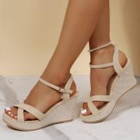 Sandalias de tacón de cuña informales para mujer, zapatos de verano - details 5