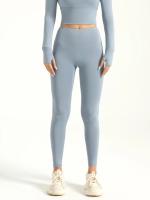 Leggings deportivos sólidos de cintura alta para mujer, pantalones ajustados transpirables y cómodos de secado rápido para correr en Yoga, ropa deportiva para mujer - details 3