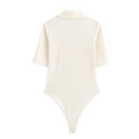 - Body de manga corta acanalado para mujer, body sexy con cuello en V y botones para fiesta y club, tops de cintura alta - details 10