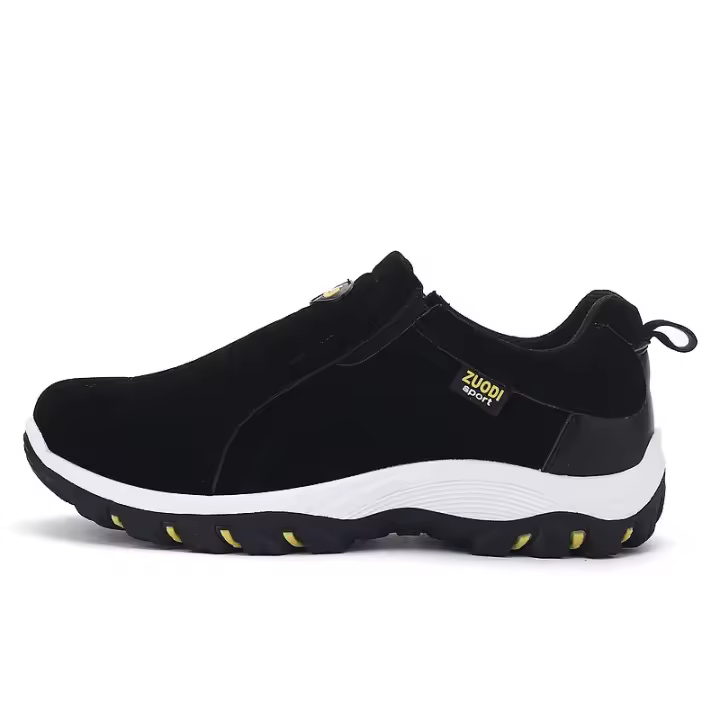 Nuevos zapatos de senderismo sin cordones para hombre, calzado de escalada de cuero PU, suela de goma suave ligera para exteriores, zapatillas para correr, senderismo y caminar - 1