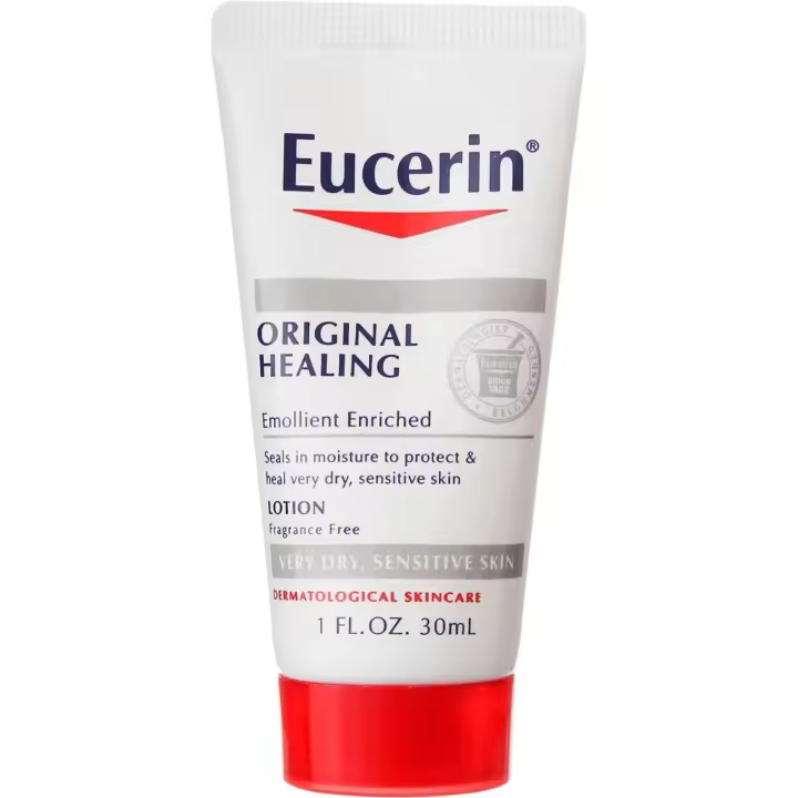 Eucerin Original Healing Soothing Repair Loción rica sin fragancia para piel seca, tamaño de viaje de 1 oz (paquete de 6) - 1