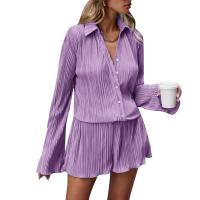 Conjunto de Pantalones Cortos Sueltos Informales para Mujer Traje Elegante de Dos Piezas Color Liso - details 4