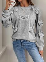 Sudadera de Moda Harajuku para Mujer Cuello Redondo, Ajuste Suelto, Algodón Gris - details 1