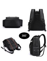 Mochila para hombre, 15 pulgadas, lona y cuero impermeable, antirrobo mochila para ordenador grande, mochila escolar, viaje, Lycee Trabajo - details 3