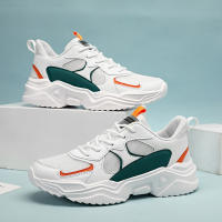 Zapatillas gruesas de malla transpirable para hombre - Zapatillas casuales blancas y verde azulado con suela de EVA, diseño con cordones para todas las estaciones - details 2
