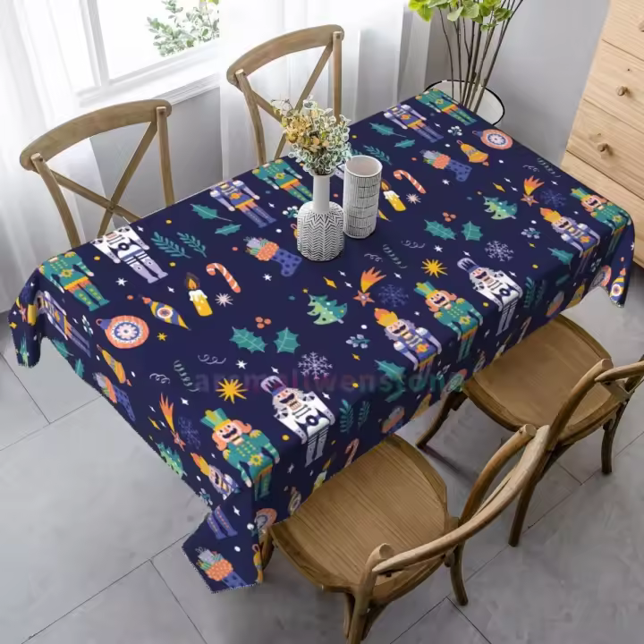 Mantel rectangular con tema navideño, manteles impermeables para mesa de comedor, decoración del hogar y cocina - 1