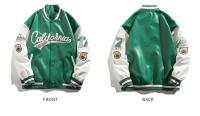 Chaqueta de Béisbol Bordada Ropa de Calle Hip-Hop para Hombres y Mujeres Cuero PU Varsity Bomber - details 4
