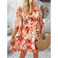 Vestido fluido sin tirantes con estampado floral bohemio para mujer, verano 2025 - details 36