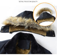 Chaqueta gruesa de lana a prueba de viento para hombre, abrigo de Parka con Cuello de piel con capucha, chaqueta informal clásica, invierno, 2024 - details 8
