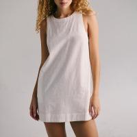Blusa de lino y algodón estilo verano 2025 para mujer con abertura en la espalda, minivestido sólido colorido en varios colores - details 2