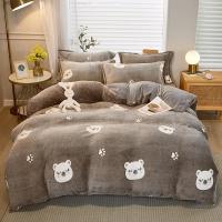 Sábana de Terciopelo Cálido Coral para Invierno con Estampado de Flor Hueso de Couette Suave y Grueso 240x220 - details 34