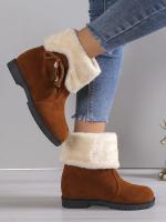 Women's Fashion Bowknot Decor Snow Boots Casual Slip On Plush Lined Winter Boots Comfortable Ankle Boots - details 6