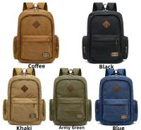 Mochila de lona de moda para hombre, bolso escolar informal Retro, Asa superior y gran capacidad, mochila d - details 0