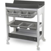 Bañera Cambiador Bebé 2 en 1, 0-12 M (máx 11 kg), Fácil de Mover 4 Ruedas con Freno, Múltiples Compartimentos Almacenamiento, Colchón Cambiador Acolchado, Fácil Drenaje, Gris Mist - details 0