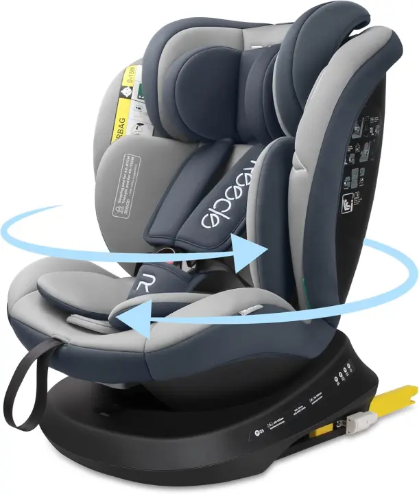 Silla de Coche Giratoria 360 con , 40-150cm (0~36kg), Aprox. 0-12 años (Gris) - 1