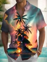 Nueva camisa hawaiana de manga corta con estampado de playa turística, adecuada para caminar por la calle, ocio, primavera y verano. - details 8