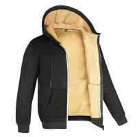 Sudaderas con capucha de lana de cordero para invierno, chaquetas gruesas y cálidas, sudaderas de manga larga, abrigos deportivos informales de lana negros, abrigo con capucha para hombre - details 2