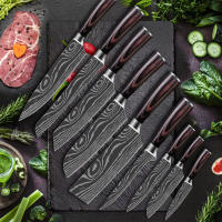 Juego de Cuchillos de Cocina de Acero de Alto Carbono 10pcs Acero Inoxidable Damasco Gyouto Kirin - details 1