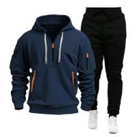 Conjunto de dos piezas para hombre, chándales informales, trajes deportivos para exteriores, sudaderas con capucha y pantalones para correr, Otoño e Invierno - details 5