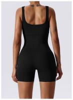 Mono de Yoga sin costuras para mujer, ropa deportiva acanalada con cuello cuadrado, sin mangas, una pieza - details 13