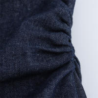 OUWU- Falda Vaquera De Manga Corta Plisada Para Mujer, Vestido Largo Ajustado De Color Liso, 2025 - details 9