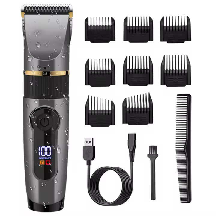 Recortador de pelo inalámbrico profesional para hombres, kit ajustable para Barba y cuerpo, cortadora de pelo eléctrica recargable, lavable a máquina - 1