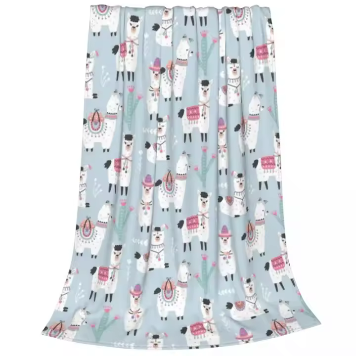Manta de Punto de Alpaca de Dibujos Animados Estilo Nórdico Cálido Ideal para Hogar, Sofá, Dormitorio - 1