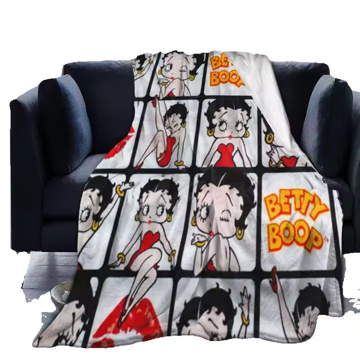 Manta Vintage Betty Boop de microforro polar ultrasuave, sofá ligero antipelusas, sofá de cama de felpa, sala de estar, Accessories-L589 de dormitorio bien combinados - 1