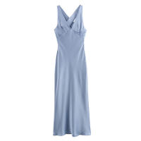 Elegante cuello en V cruzado satén ss para mujer moda de fiesta - details 4