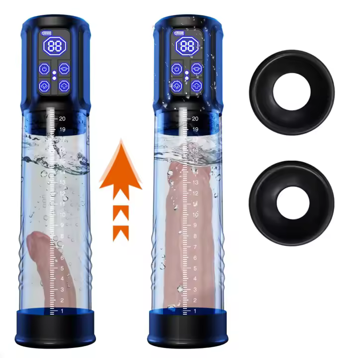 Bomba para pene, juguetes sexuales masculinos, bomba eléctrica de vacío y agua para pene, 4 niveles de presión y 3 modos inteligentes de entrenamiento de succión, juguetes sexuales para adultos para hombres, erección para agrandar el pene - 1