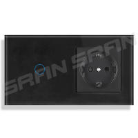 SRAN-interruptores táctiles de pared para el hogar, interruptores de luz estándar de la UE con enchufe, Panel de cristal de 153mm - details 1