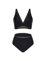 Traje de baño bikini de tres piezas sexy para mujer 2025 con blusa dividida y falda de playa. - details 9