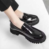 Cuero para 39-46 Brock estilo británico suela gruesa aumento de altura negro Casual traje de negocios zapatos de novio de boda - details 3