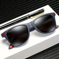 1pc Gafas cuadradas polarizadas retro para hombres y mujeres - Marco de plástico duradero, lente degradada antirreflectante, bisagras ajustables, ideal para correr y actividades al aire libre, deportes de escalada - details 2