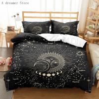 Juego de Ropa de Cama con Estampado de Sol y Luna Negra: Funda de Edredón Sábana Bohemia para Adultos Tamaño Twin Queen King - details 12