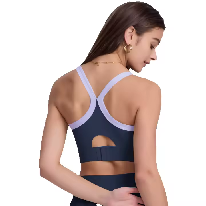 Sujetador deportivo de nailon para mujer, camiseta sin mangas de color sólido, transpirable, de secado rápido - 1
