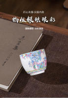 Taza de cerámica china hecha a mano para el hogar, taza de color esmaltado plateado maestro cloisonn é portátil, taza de té de alta estética - details 0