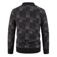 Abrigo de punto con bloques de Color para hombre, suéter informal grueso que mantiene el calor, cárdigan de rejilla de moda de lana para otoño e invierno - details 5