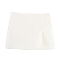 PB&ZA2025casual pantalones cortos de cintura alta de color sólido con línea A pequeña para todos los días, falda pantalón de verano para mujer - details 2