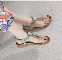 Sandalias de nuevo estilo con diamantes de imitación, cómodas, de punta redonda, para vacaciones en la playa, zapatos planos de talla grande - details 19